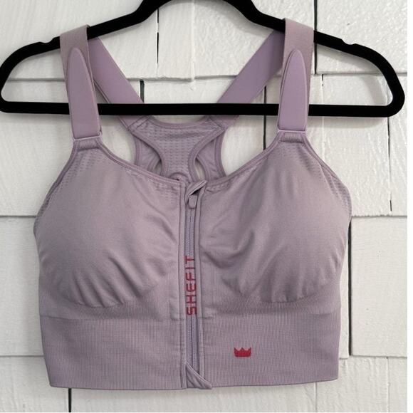 SHEFIT Womens 4Luxe Low Impact Sports Bra Front Zipper Closure Purple Adjustable - Picture 1 of 5